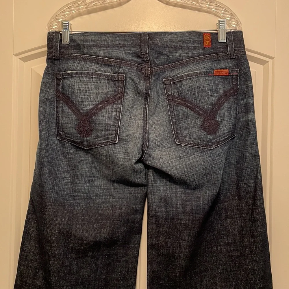 7 for All Mankind Camilla Wide Leg/Gaucho/Crop Jeans in Dark Seville - Picture 3 of 16